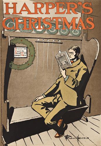 EDWARD PENFIELD (1866-1925).  HARPERS / [CHRISTMAS & OCTOBER]. Three posters. 1895-1898. Sizes vary.